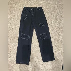 SHEIN Black ripped baggy jeans